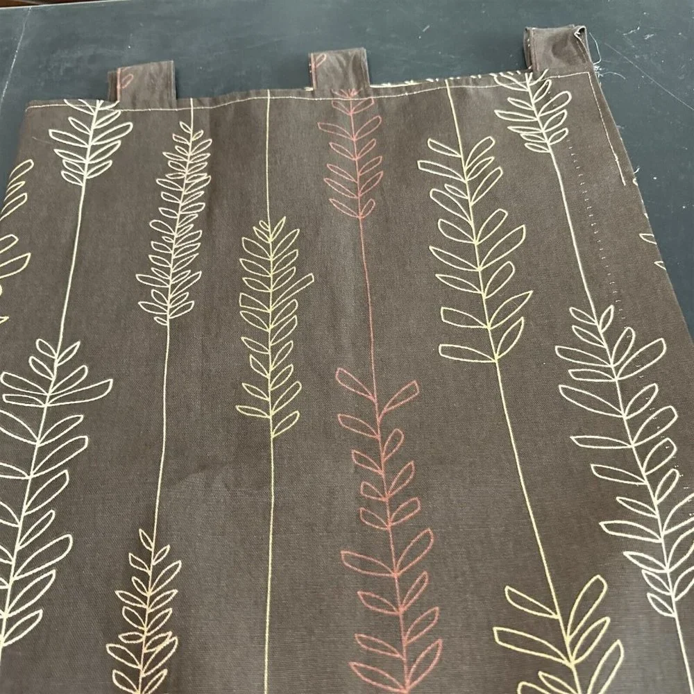 Curtain Panels Tab Top Brown Modernist Leaves Botanical 34